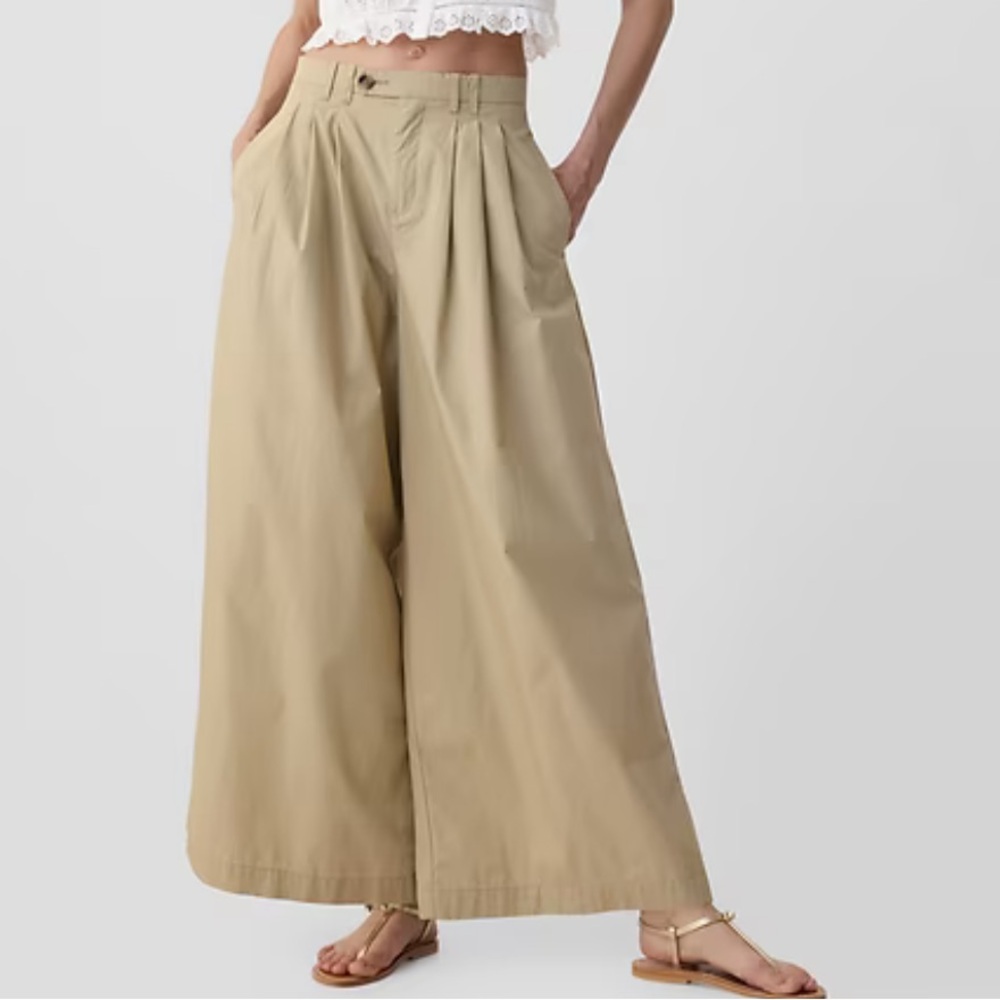 Wide Leg High-Waist Pants in Khaki